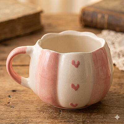 3 PEMBE KALP -3D-ÇİÇEK KUPA - 3D - 1