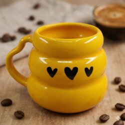 3 SİYAH KALP-KOVAN KUPA - SARI SAP SARI GÖVDE - 