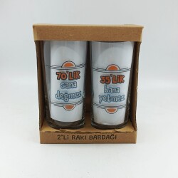 35LİK BANA YETMEZ & 70LİK SANA DEĞMEZ-İKİLİ RAKI BARDAĞI - ŞEFFAF - 