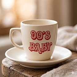 90S BABY-KLASİK TÜRK KAHVESİ FİNCANI - TRANSPARAN GÖVDE - 