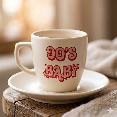 90S BABY-KLASİK TÜRK KAHVESİ FİNCANI - TRANSPARAN GÖVDE - 1