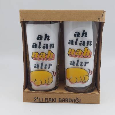 AH ALAN NAH ALIR-İKİLİ RAKI BARDAĞI - ŞEFFAF - 1