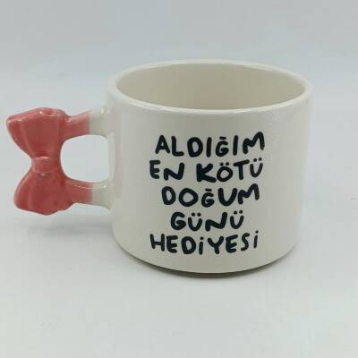ALDIĞIM EN KÖTÜ DOĞUM GÜNÜ HEDİYESİ-KURDELE KUPA - PEMBE SAP - 1