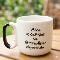 ALİCE İÇ ÇEKİŞLER DİYARINDA-ARYA ÇAY FİNCANI - SİYAH SAP - 