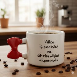 ALİCE İÇ ÇEKİŞLER DİYARINDA-KURDELE KUPA - KIRMIZI SAP - 