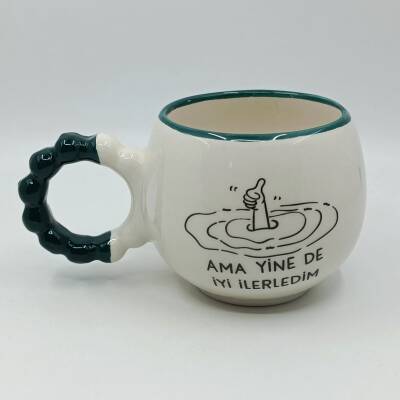 AMA YİNE DE İYİ İLERLEDİM-PUF KUPA - YEŞİL SAP YEŞİL TURNET - 1