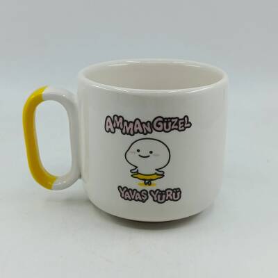 AMMAN GÜZEL YAVAŞ YÜRÜ - ARYA ÇAY FİNCANI - SARI SAP - 1