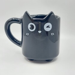 ANİME KEDİ-KEDİ KUPA - SİYAH GÖVDE SİYAH SAP - 