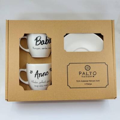 ANNE & BABA-İKİLİ TÜRK KAHVESİ FİNCANI - TRANSPARAN - 2