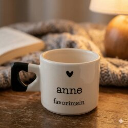 ANNE FAVORİMSİN-KALP KUPA - SİYAH SAP - 