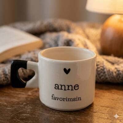 ANNE FAVORİMSİN-KALP KUPA - SİYAH SAP - 1