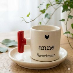 ANNE FAVORİMSİN-T TÜRK KAHVESİ FİNCANI - KIRMIZI SAP - 