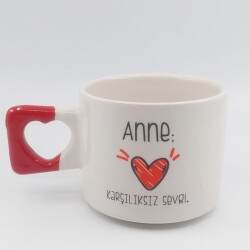 ANNE KARŞILIKSIZ SEVGİ-KALP KUPA - KIRMIZI SAP - 