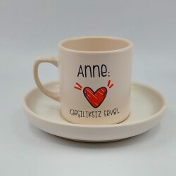 ANNE KARŞILIKSIZ SEVGİ-VENÜS TÜRK KAHVESİ FİNCANI - TRANSPARAN GÖVDE - 