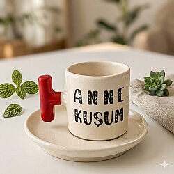 ANNE KUŞUM-T TÜRK KAHVESİ FİNCANI - KIRMIZI SAP - 