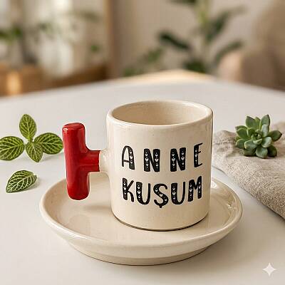 ANNE KUŞUM-T TÜRK KAHVESİ FİNCANI - KIRMIZI SAP - 1