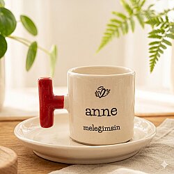 ANNE MELEĞİMSİN-T TÜRK KAHVESİ FİNCANI - KIRMIZI SAP - 