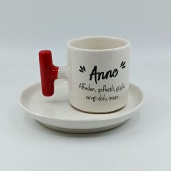 ANNE -T TÜRK KAHVESİ FİNCANI - KIRMIZI SAP - 