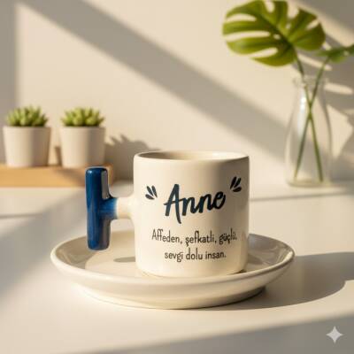 ANNE -T TÜRK KAHVESİ FİNCANI - KOBALT SAP - 1