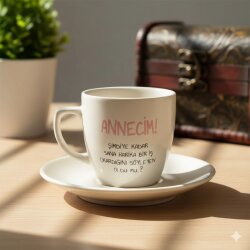 ANNECİM! ŞİMDİYE KADAR SANA-KLASİK TÜRK KAHVESİ FİNCANI - TRANSPARAN - 
