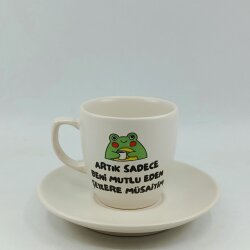 ARTIK SADECE BENİ MUTLU -KLASİK TÜRK KAHVESİ FİNCANI - TRANSPARAN GÖVDE - 