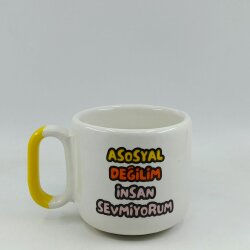 ASOSYAL DEĞİLİM - ARYA ÇAY FİNCANI - SARI SAP - 