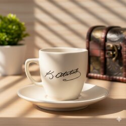 ATATÜRK İMZA-KLASİK TÜRK KAHVESİ FİNCANI - TRANSPARAN - 