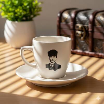 ATATÜRK KALPAKLI-KLASİK TÜRK KAHVESİ FİNCANI - TRANSPARAN - 1