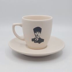 ATATÜRK KALPAKLI-KLASİK TÜRK KAHVESİ FİNCANI - TRANSPARAN - 