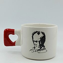 ATATÜRK PORTRE-KALP KUPA - KIRMIZI SAP - 