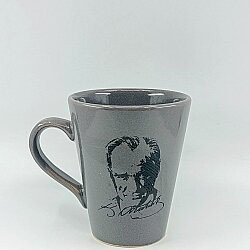 ATATÜRK PORTRE-KAMPANYALI KUPA - OVAL GRİ - 