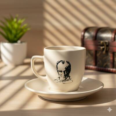 ATATÜRK PORTRE-KLASİK TÜRK KAHVESİ FİNCANI - TRANSPARAN - 1