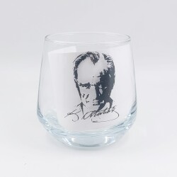 ATATÜRK PORTRE-VİSKİ BARDAĞI - ŞEFFAF - 