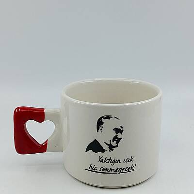 ATATÜRK YAKTIĞIN IŞIK-KALP KUPA - KIRMIZI SAP - 1