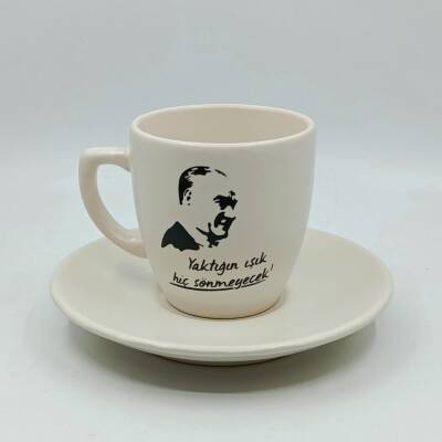 ATATÜRK YAKTIĞIN IŞIK-KLASİK TÜRK KAHVESİ FİNCANI - TRANSPARAN GÖVDE - 1