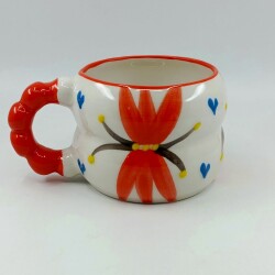 ATEŞ ÇİÇEĞİ VE KALPLER - 3D-HARMONİ KUPA - 3D - 