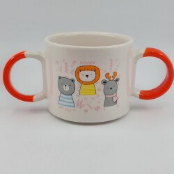 AYI ASLAN GEYİK & KEDİ TİLKİ TAVŞAN-ÇOCUK KUPA - TURUNCU SAP - 