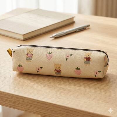 AYI ÇİLEK AYI-DERİ KALEM KUTU - TEKLİ - 1