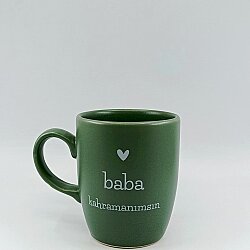 BABA KAHRAMANIMSIN - BEYAZ-OVAL KUPA - YEŞİL SAP YEŞİL GÖVDE YEŞİL İÇ - 