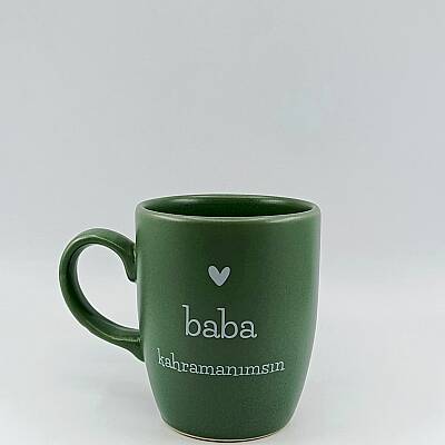 BABA KAHRAMANIMSIN - BEYAZ-OVAL KUPA - YEŞİL SAP YEŞİL GÖVDE YEŞİL İÇ - 1