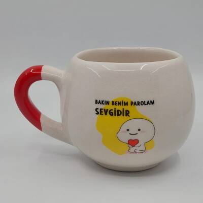 BAKIN BENİM PAROLAM SEVGİDİR - BALON KUPA - KIRMIZI SAP - 1