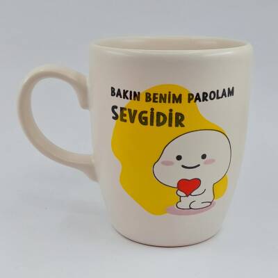 BAKIN BENİM PAROLAM SEVGİDİR - OVAL KUPA - TRANSPARAN SAP - 1
