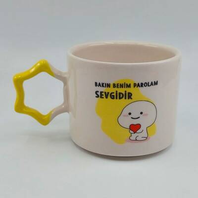 BAKIN BENİM PAROLAM SEVGİDİR-YILDIZ KUPA - SARI SAP - 1