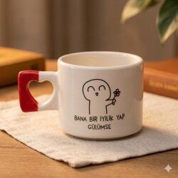 BANA BİR İYİLİK YAP-KALP KUPA - KIRMIZI SAP - 