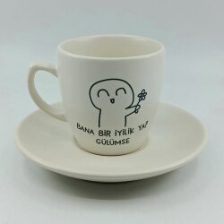 BANA BİR İYİLİK YAP-KLASİK TÜRK KAHVESİ FİNCANI - TRANSPARAN GÖVDE - 