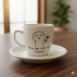 BANA BİR İYİLİK YAP-KLASİK TÜRK KAHVESİ FİNCANI - TRANSPARAN GÖVDE - 