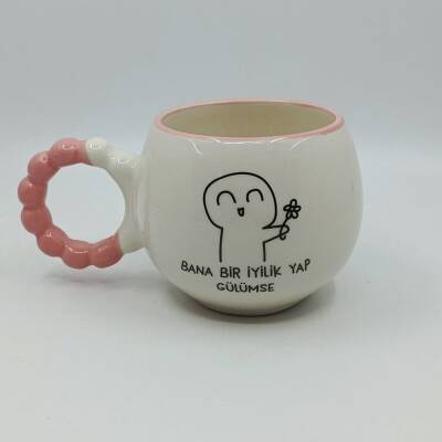 BANA BİR İYİLİK YAP-PUF KUPA - PEMBE SAP PEMBE TURNET - 1