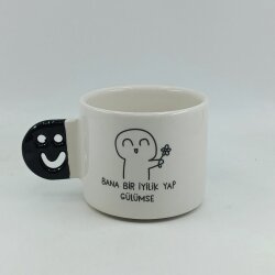 BANA BİR İYİLİK YAP-SMİLE KUPA - SİYAH SAP - 