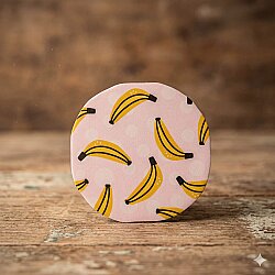 BANANA PATTERN-AHŞAP BARDAK ALTLIĞI - TEKLİ - 