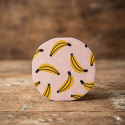 BANANA PATTERN-AHŞAP BARDAK ALTLIĞI - TEKLİ - 1